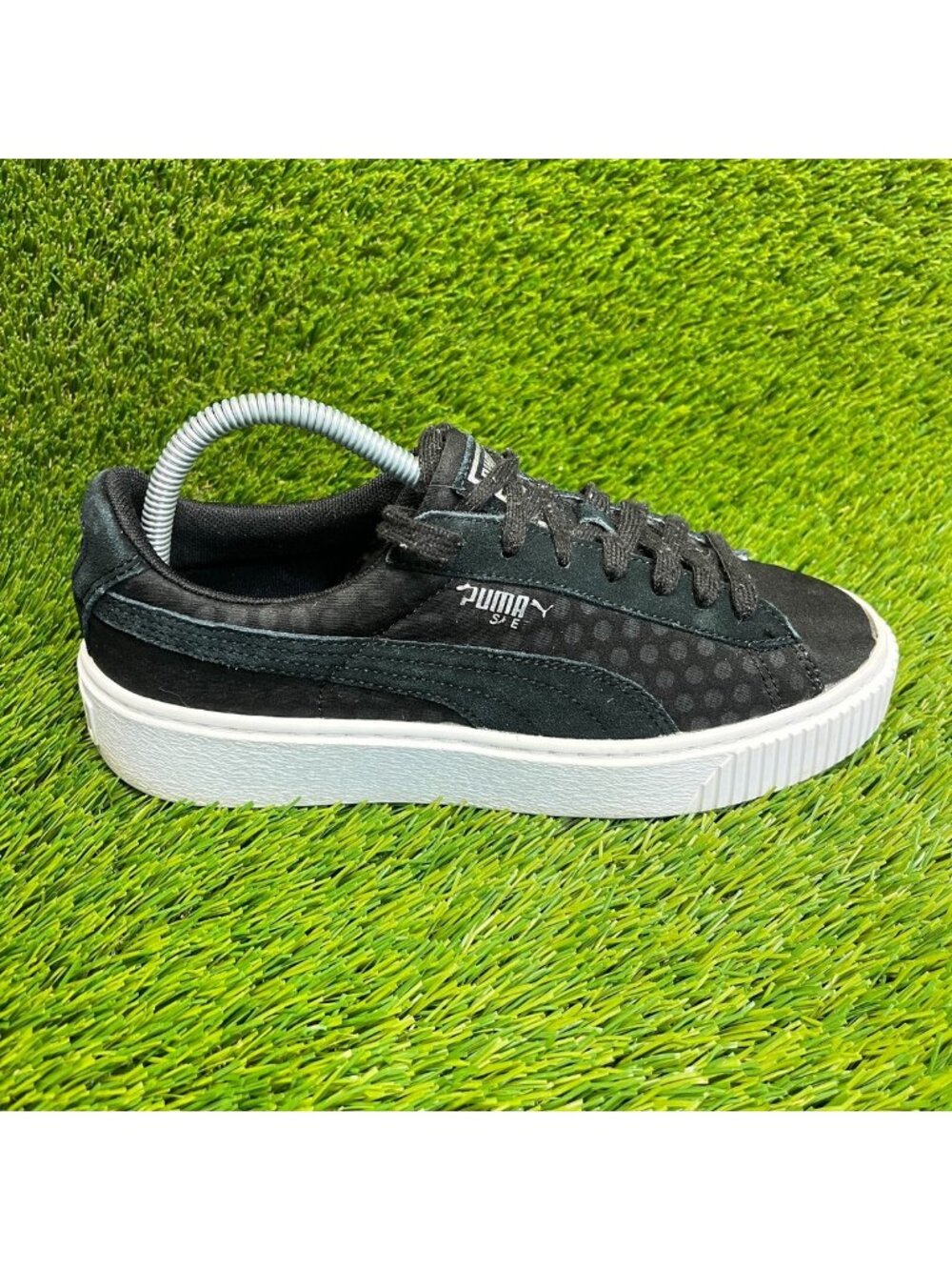 Puma Basket Platform Womens Size 9 Black White Walking Casual Shoes Sneakers